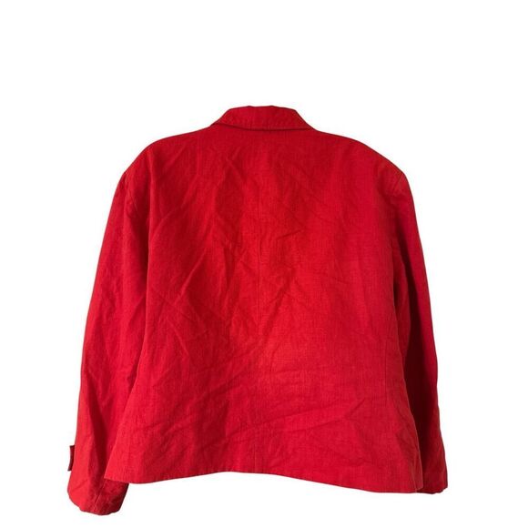 Vintage Samantha Taylor Womens Linen Blazer Size 2X Red Lined Single Breasted - Picture 3 of 8